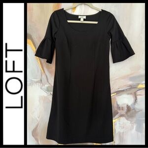 LOFT Black Bell Sleeve Black Ponte Dress